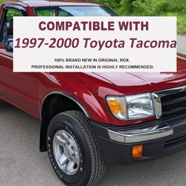 2Pcs Chrome Clear Headlight Assembly For 1997 1998 1999 2000 Toyota Tacoma Halogen Head Light Headlamp with Bulbs, Driver & Passenger Side Replace # TO2502120 TO2503120