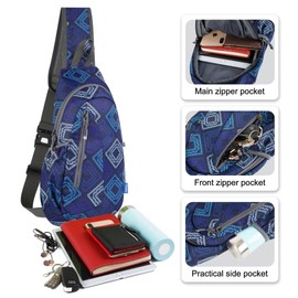 TITECOUGO Small Sling Bag Lightweight Crossbody Bag for Women Men Hiking Backpack Travel Shoulder Bag Chest Daypack for Gym Work Casual Cycling Outdoor Sports Boho Ethnic Texture