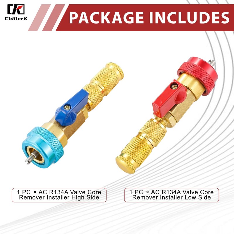 Chillerk 2 Pack R134A Valve Core Quick Remover Installer Tool,High