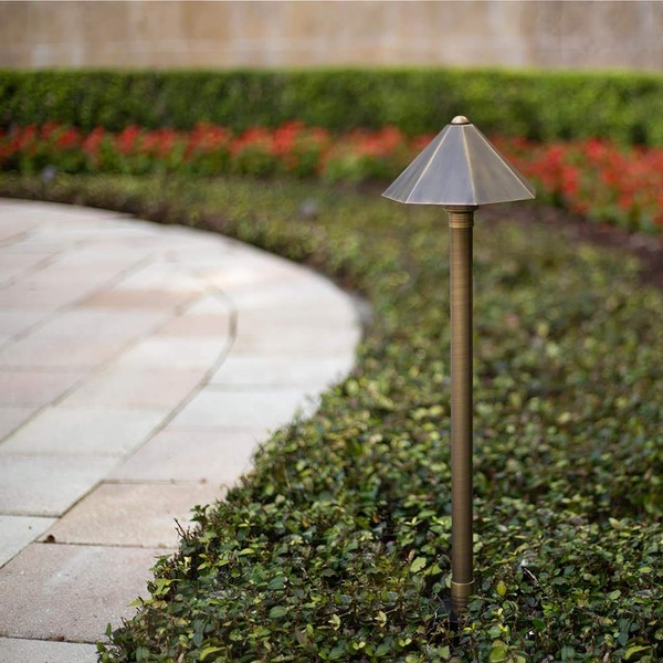 VOLT Parasol 12V Brass Path Light (25" Tall)
