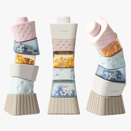 evoceler Stacking Toys for Toddlers 1-3，9° Stacking Blocks with 2 Rattles & Teethers, Soft Balance Learning Baby Toys 6-12 Months,Sensory Montessori Toy for 1 Year Old, Boys Girls Gift, 6 Blocks Set