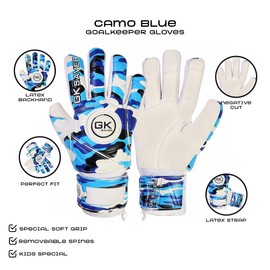GK Saver Football Goalkeeper Goalie Gloves Camo Blue Negative Cut Gk Gloves (CAMO Blue NF 6)