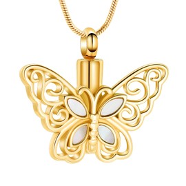 VCCWYQK Butterfly Urn Necklace for Ashes Stainless Steel Keepsake Memorial Urn Locket for Ashes Cremation Jewelry
