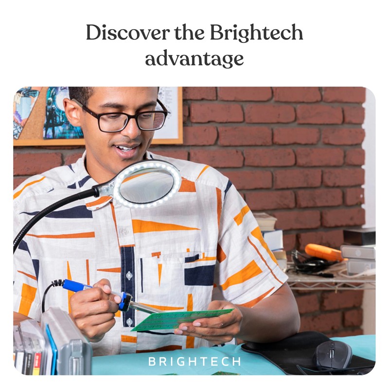 Brightech LightView Pro Flex 2 in 1 Magnifying Desk Lamp,