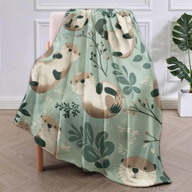 VANZEV Otter Fleece Blanket Gifts for Kids and Adults, Cute Animal Cozy Throw Blanket, Soft Warm Plush Otter Blanket for Home Decor, 50x60 inches