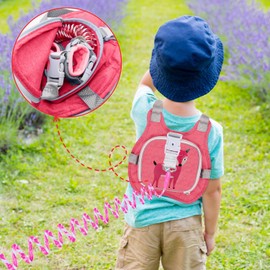 Children's Reins, Baby Reins for Walking Harness 1-5 Years, Toddler Backpack with Reins Lock Reflective and Anti Lost Safety Wrist Link Belt for Boys and Girls Gift (Pink Fawn 1.5m)