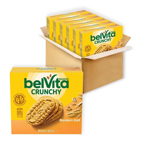 belVita Golden Oat Breakfast Biscuits, 30 Total Packs, 6 Boxes (4 Biscuits Per Pack)