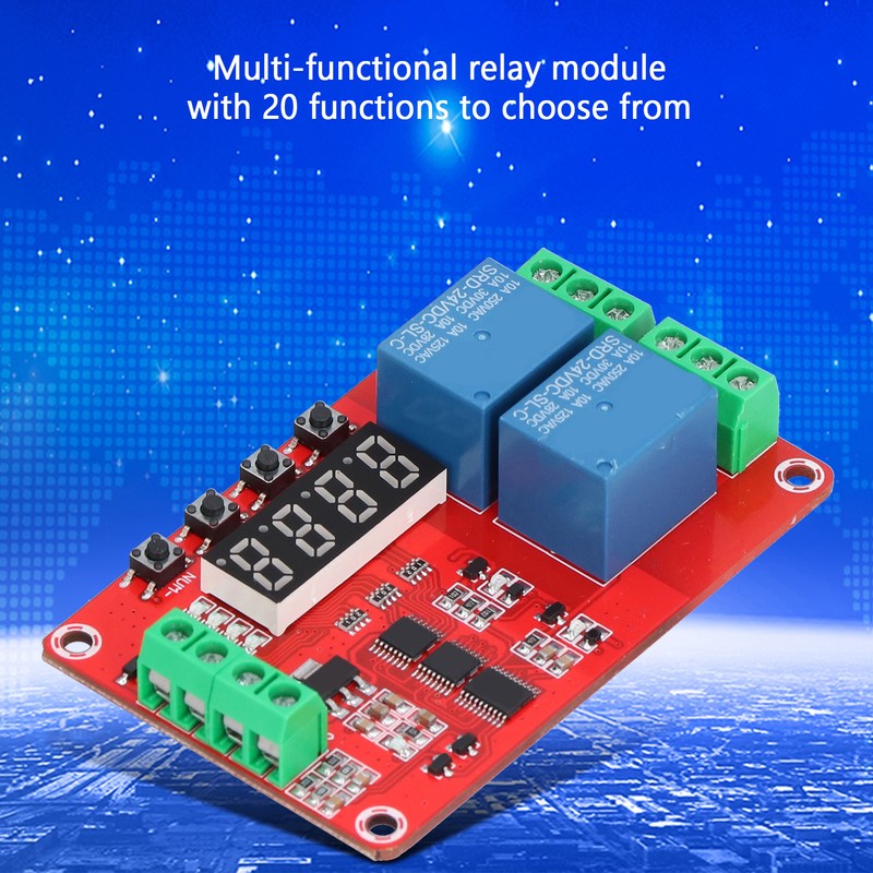 Time Delay Relay Multi Functional 2-Channel Self Lock Cycle Timing