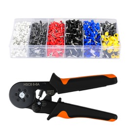 Ferrule Crimping Tool Kit, Ferrule Crimper Plier AWG23-7(0.25-6mm²) with 1900pcs Wire Ferrules Kit Wire Ends Terminals, Self-Adjustable Ratchet Wire Crimping Tool.