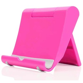 JUSDIQIR Cell Phone Stand for Desk Foldable Cell Phone Holder Desk Tablet Holder Mobile Phone Dock, Multi-Angle Universal Adjustable Tablet Dock Compatible with Most Cell Phones (Pink)