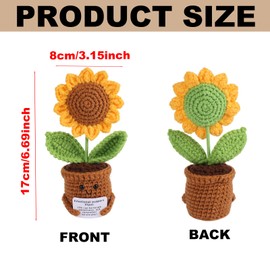 TOYMIS Positive Crochet Sunflower, Cute Crochet Sunflowers Decoration with Encouragement Card, Emotional Support, Plush Knitted Plant, Artificial Flower for Women, Men, Home, Office