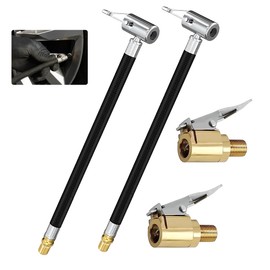 Valve Extension Set, 2 Pieces 30 cm Tyre Inflator Hose with 2 Pieces 8 mm Car Valve Lever Connector Tyre Inflator Hose Car Valve Adapter Hose for Tyre Inflator for Car Bicycle Motorcycle Compressor