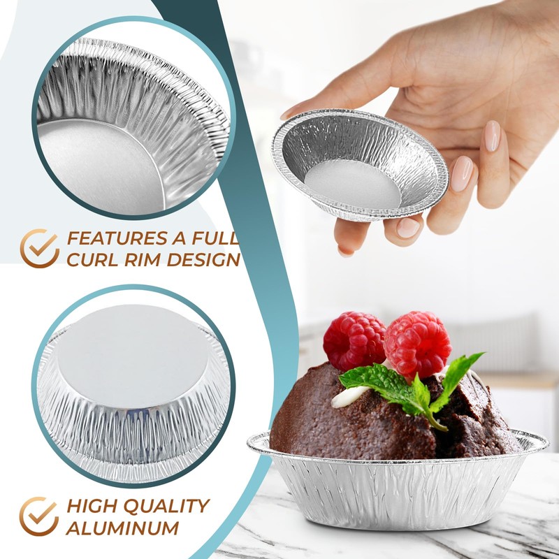 LEGLO 200Pcs Aluminum Foil Mini Pie Tins - 3 Inch