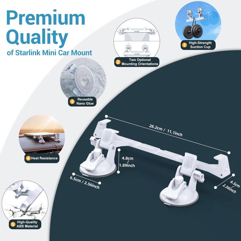 Starlink Mini Car Mount for Dashboard,Starlink Mini Mount Adjustable Suction