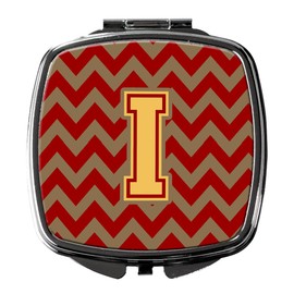 Caroline's Treasures Letter I Chevron Garnet and Gold Compact Travel Mirrors, Multicolor