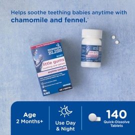 Mommy's Bliss Little Gums Soothing Oral Tablets, Great for Teething Babies, Benzocaine-Free & Sugar-Free, 2 Months+, 1 Bottle (140 Tablets)