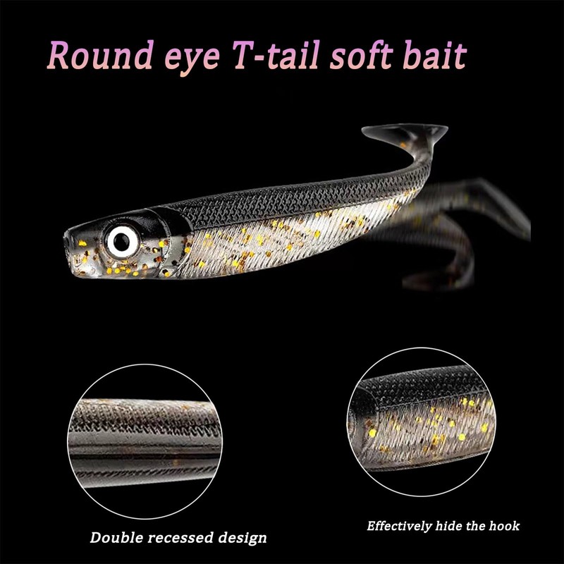 50pcs Soft Plastic Swim Bait Paddle Tail Lures Fishing Lures