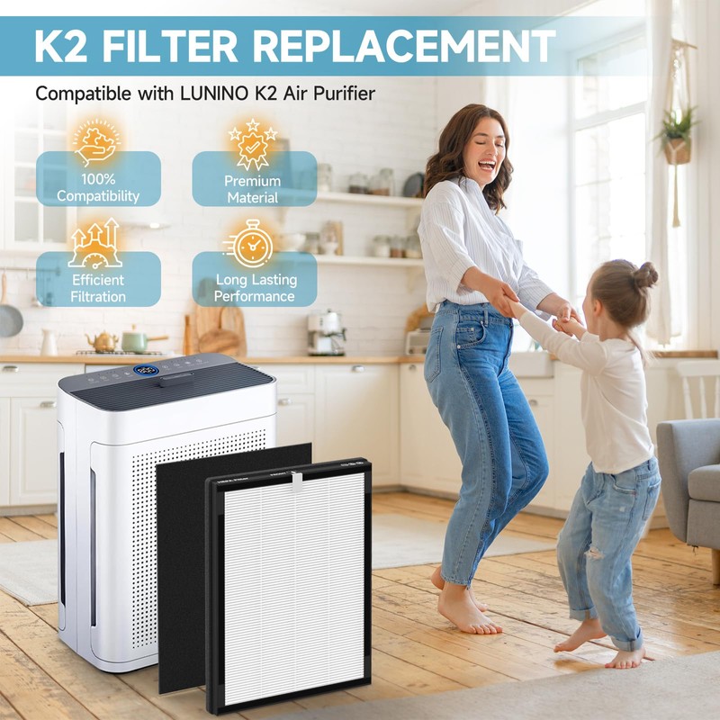 4 Pack K2 Replacement Filter Compatible with LUNINO K2 Air