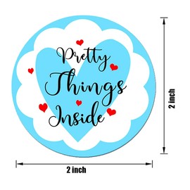 Pretty Things Inside Stickers - Round Heart Thank You Stickers - Thanks for Shopping Small Shop Local Handmade Waterproof Blue Love Labels- 2 Inch （504 pcs） (Blue)