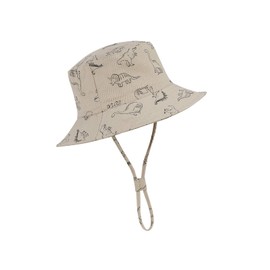 Baby Sun Hat UPF 50+ Sun Protective Toddler Bucket Hat Summer Kids Beach Hats Wide Brim Outdoor Play Hat for Boys Girls 02 Khaki Dinosaur 4-8 Years