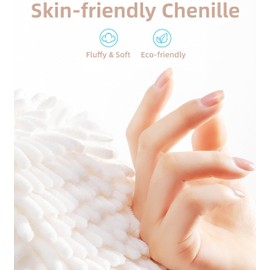 Frbryak Chenille Fuzzy Ball Hand Towel Set, 3 Pcs Soft Absorbent Bathroom Hand Towels with Hanging Loop, with 3 Hooks (2Grey+1Blue)