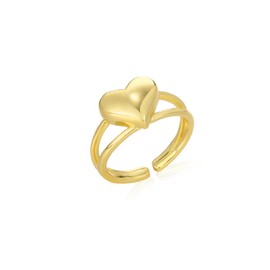 rgwtgkyh Adjustable Chunky Heart Ring for Women Glod/Silver Heart Shaped Love Ring for Couple Fashion Open Hyoallergenic Pomise Rngs for Valentine's Day Gifts (gold)