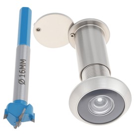 HOJLKLD Door Viewer Peephole,200 Degree Solid Brass Peep Holes for Solid Wood Door with 16mm Drill Bit, 5/8 Inch Door Eye Viewer with Privacy Cover for 1-3/8" to 2-1/4" Doors (1, Brushed Nickel)