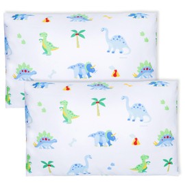 Wildkin Kids 2 Pack Microfiber Pillow Case for Boys & Girls, Soft & Breathable Fabric Pillow Cover, Perfectly Sized for Toddler Pillows (Dinosaur Land)