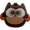 GENUINE LEATHER KEY RING WITH FUNNY OWL PENDANT, RED/BROWN, 6