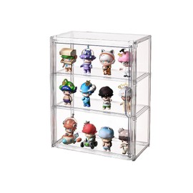 3 Tiers Clear Display Case Stand Box,for Doll Proof Suitable Collectibles Action Figures Minifigure,Acrylic Storage Organizers Box with Magnetic Door