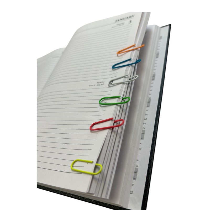Pack of 100 Assorted Coloured 28mm Paper Clips in Hang