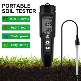 EVTSCAN Soil Tester, Soil Moisture Light pH Meter, Portable Soil Tester Soil EC Salinity Tester with Probe for Gardening Plants Farming