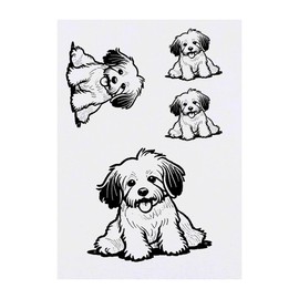 4 x 'Havanese Dog Sitting' Temporary Tattoos - Water Resistant, Skin-Safe, Non-Toxic Transfers, Mixed Sizes (TO00071410)
