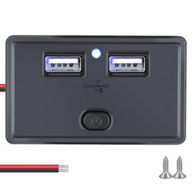 Cllena Dual USB Charger Socket Power Outlet Panel with Switch, 12V-24V 4.8A Dual Port Quick Car Charger for Car RV Camper Marine Boat Automotive ATV Truck Golf Cart
