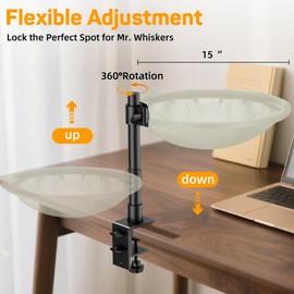 DEVISELOVE Cat Desk Bed & Perch - Breathable Soft Mesh Cat Hammock Nest for Home Office Desk, 360° Flexible Adjustable, Holds Up to 61 lbs for Gaming/Study Table (Beige)