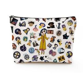 MAKEGONE Coraline Gifts for Women, Coraline Merch, Coraline Stuff Fantasy Cartoon Movie Makeup Bag Travel Bag Zipper Pouch for Movie Fans
