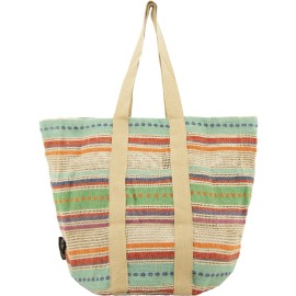 TD Jute Beach Bucket Tote for Picnics and Outdoor AdventuresSize: 14" W x 17" H x 14" D, color: Turquoise