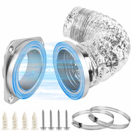 Magnetic Dryer Vent Coupling Kit, Quick Connect Aluminium Alloy DV180 Wall Adapter Self-Alignment Design Dryer Vent Connector Airtight Seal Dryer Vent Hose Including 3.3Ft 4" Foil Duct & 2 Clamps
