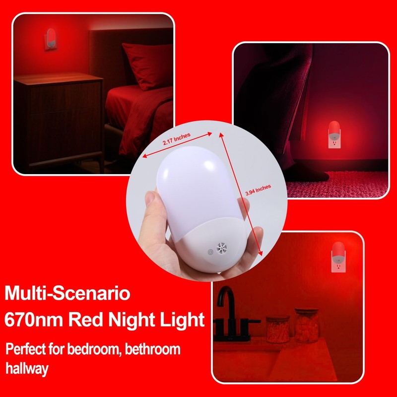 Finezeal 670nm Red & Amber Light Night Light for Sleep[2