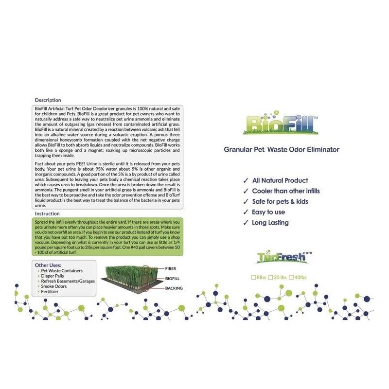 BioFill BioTurf Pet Deodorizer Granular Infill for Artificial Grass Turf,