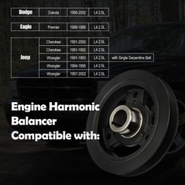 Engine Harmonic Balancer Compatible with Dodge, Eagle, Jeep. Replaces OE Number: 33002879, 33002879AB, 594-254, 6034749