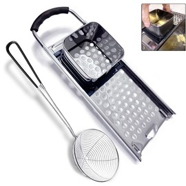 Stainless Steel Spaetzle Noodle Maker, Manual Traditional German Egg Noodle Dumpling Maker, Homemade Pasta Spaeztle Maker Machine with Handheld Spider Strainer Timesaver Kitchen Utensil