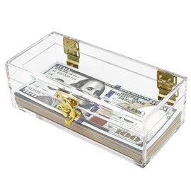 Transparent Acrylic Lockable Cash Box, Clear Piggy Bank, Money Holder, Single Row Currency Tray, Money Organizer