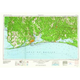 YellowMaps Pensacola FL topo map, 1:250000 Scale, 1 X 2 Degree, Historical, 1960, Updated 1960, 23 x 33 in - Paper