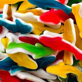 Sunny Island Assorted Fruit Gummy Sharks Candy, Real Fruit Juice , Gluten-Free, 2 Pounds
