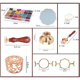 Kandar Sealing Wax Set, Stamp Head, Wax Seal, Wax Beads, Instruction Manual Included (Macaron Color)