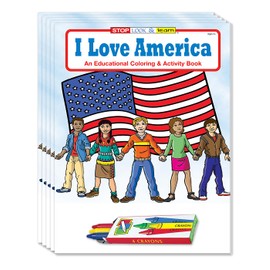 ZOCO - I Love America - Educational Coloring Books (50 Bulk Pack, with Crayons) - Patriotic Books for Kids - Games, Puzzles, Activities