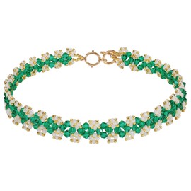 Firstmeet Gorgeous Handmade Glass Beads Choker Necklace Vintage Bohemian Court-style necklace(XL-1295-Green)