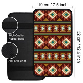 Hobbspring 1pc Center Console Armrest Cover Pad 32x19cm Indian Decorative Pattern Neoprene Car Armrest Cushion Waterproof Armrests Seat Box Cover Protector for Universal Cars Vehicles SUVs