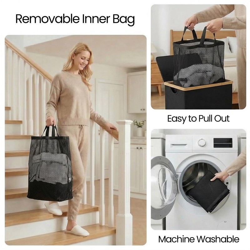 efluky Slim Laundry Basket with Lid, Narrow Laundry Hamper with